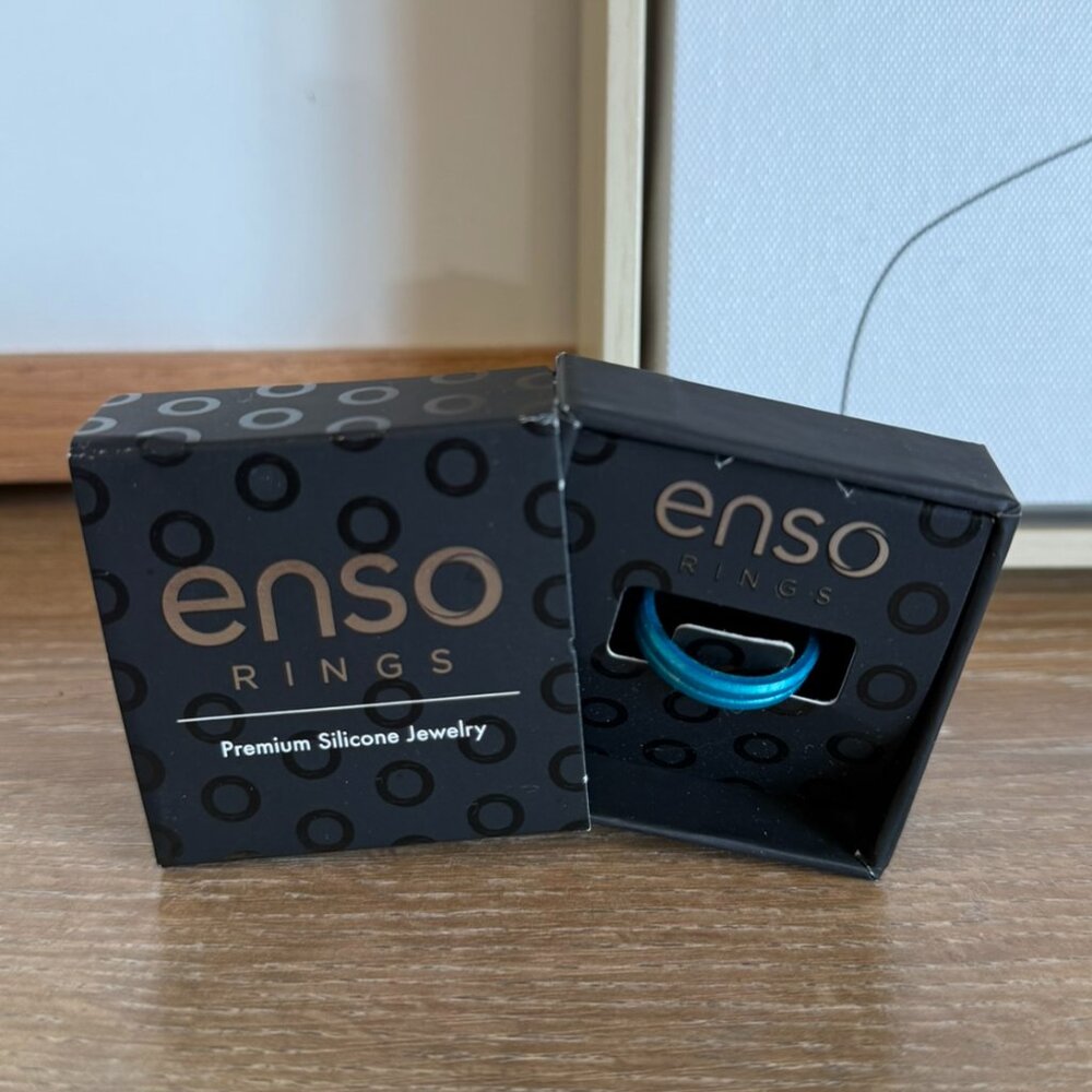 New! Enso Rings Halo Contour Silicone Ring Stackable Teal Unisex Size 7